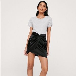 Nasty Gal Knot Front Satin Mini Skirt